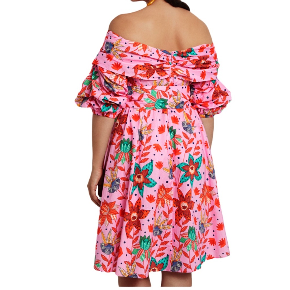 Pink Floral Off-Shoulder Tie-Waist Dress - Picture 3 of 16